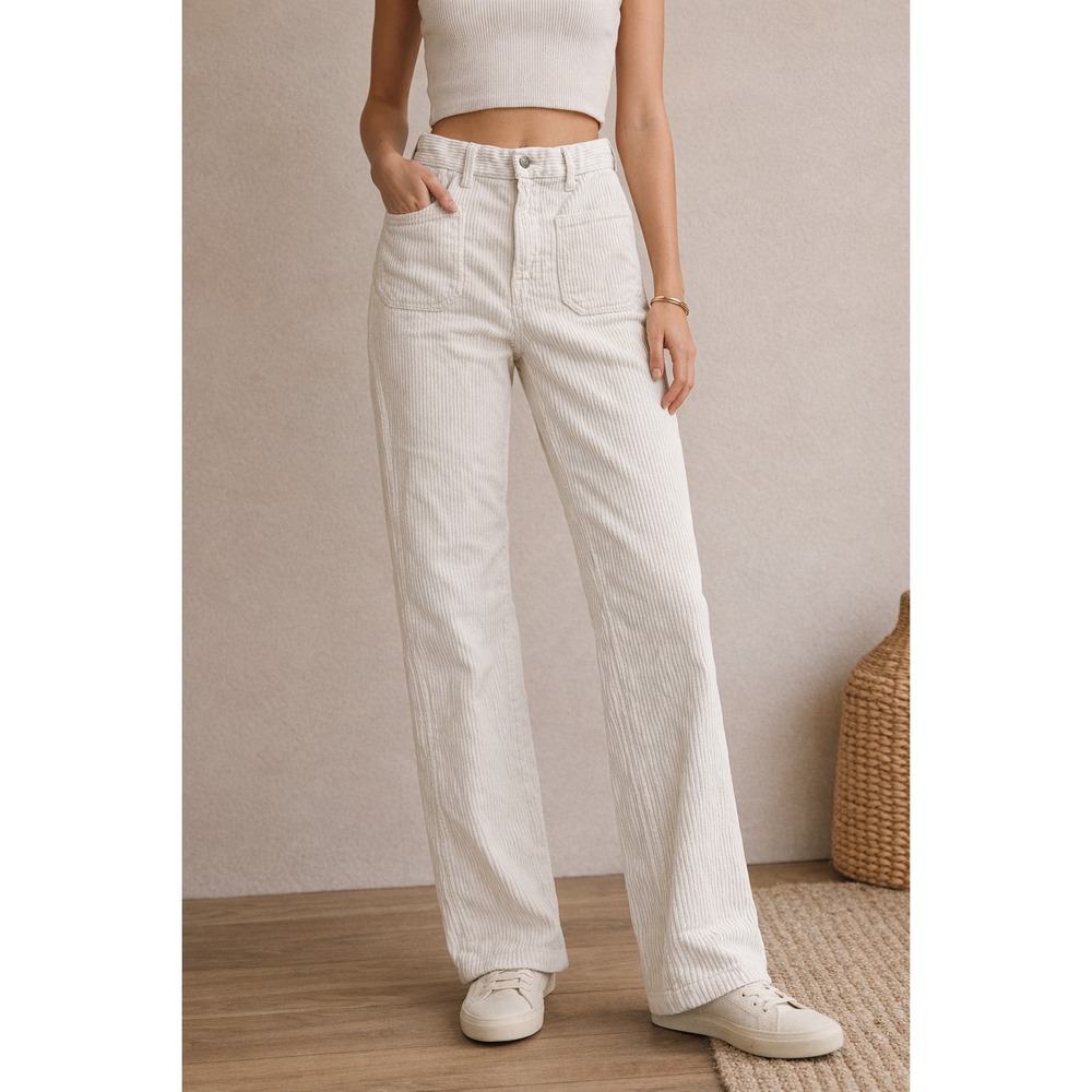 Reformation Corduroy High Rise Jeans Women Sz 28 Ivory 100% Organic Cotton